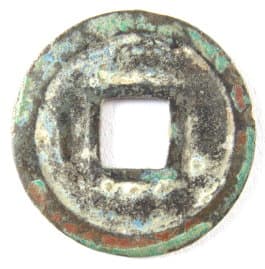 Reverse side of Late Han coin with
            moon