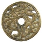 Open work charm displaying two dragons